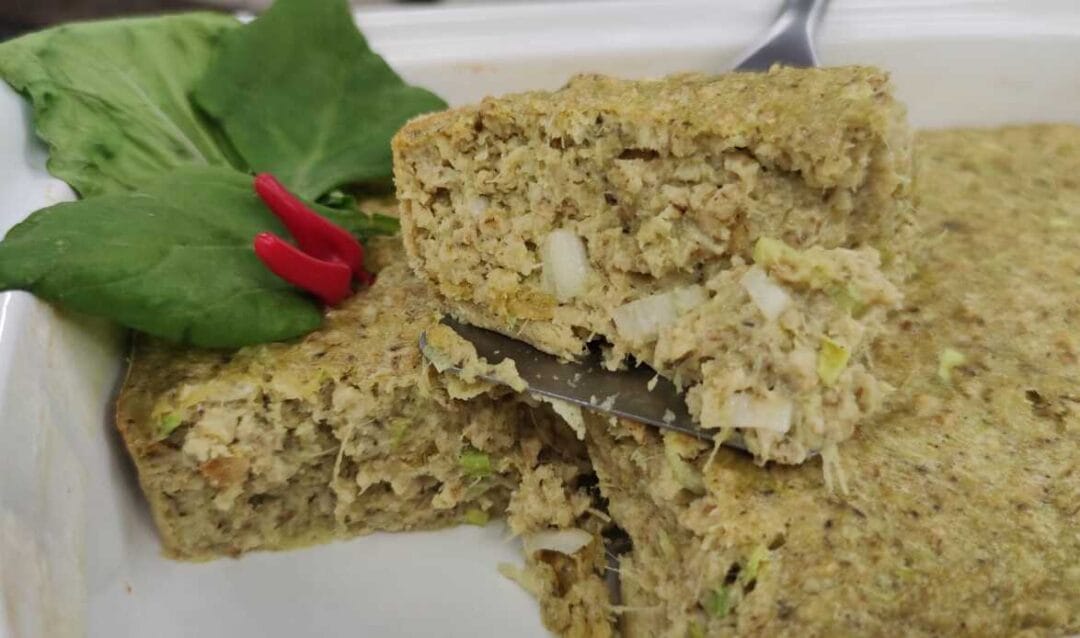 Prato principal: suflê de talos de verduras