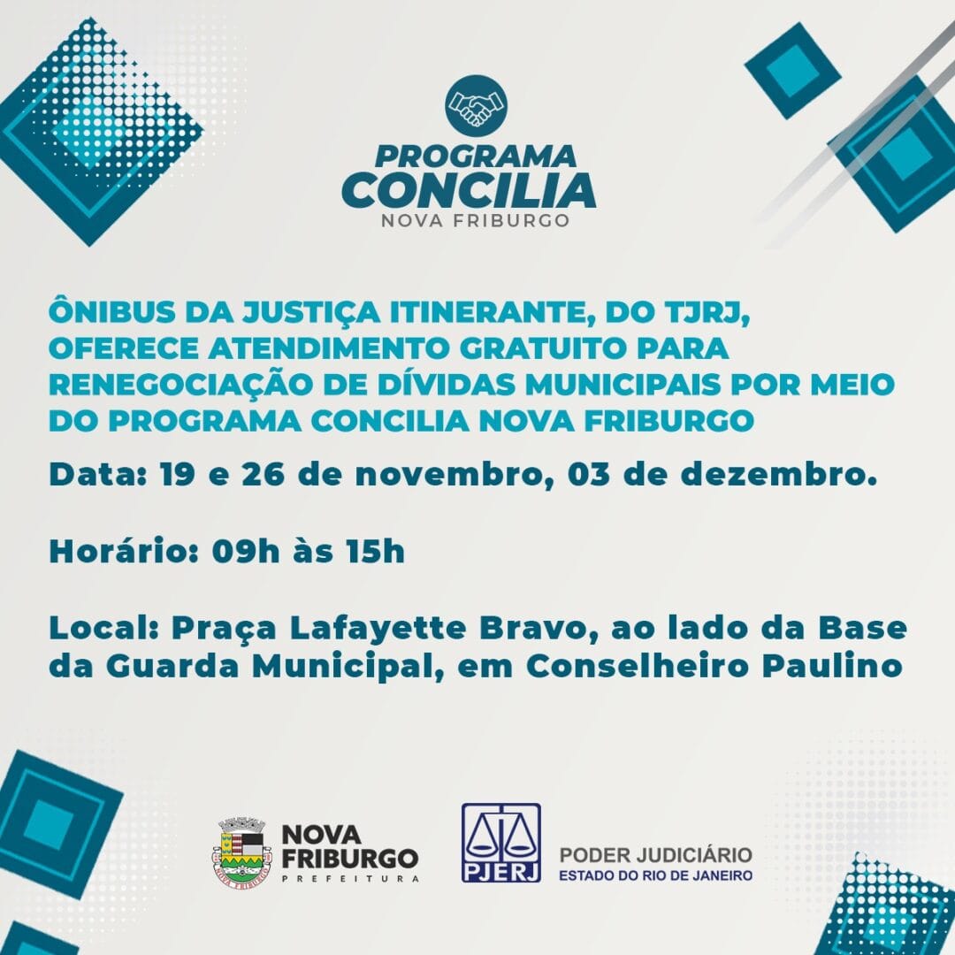 Ônibus da justiça itinerante presta atendimentos do programa “Concilia Nova Friburgo” em Conselheiro Paulino