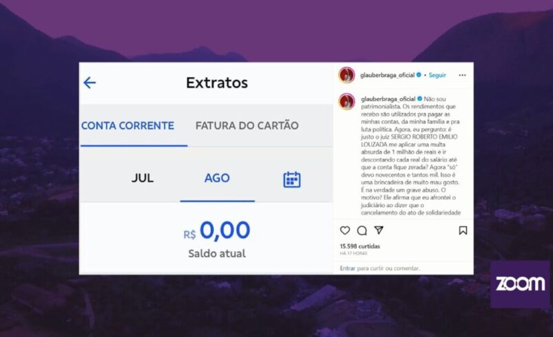 Saldo zerado: Após ser multado em R$ 1 milhão, contas de Glauber Braga são bloqueadas pela justiça