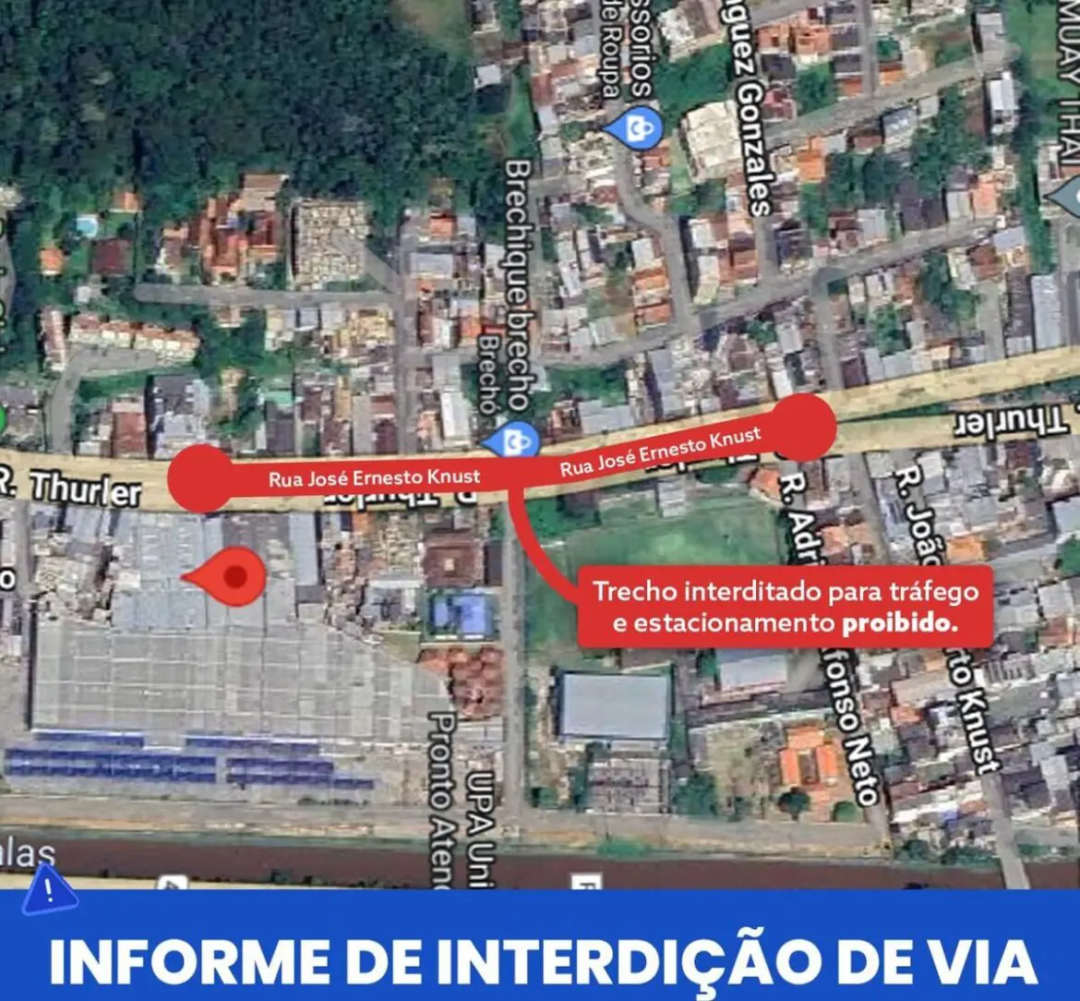 Importante rua é interditada para o tráfego de veículos em Nova Friburgo