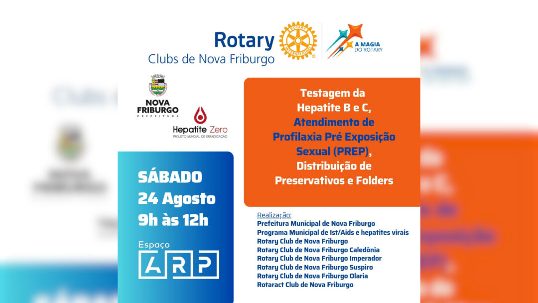 Rotary Club realiza campanha de testagem e erradicação da Hepatite neste sábado, 24, em Nova Friburgo