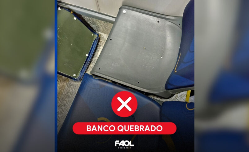 banco de ônibus da Faol em Nova Friburgo vandalizado com marcas de rasgado