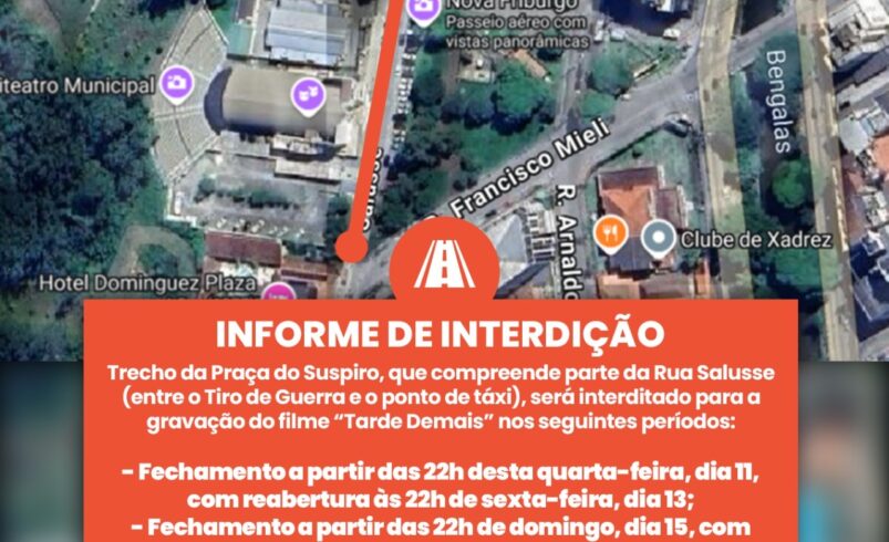 Rua em Nova Friburgo será interditada para gravação de filme