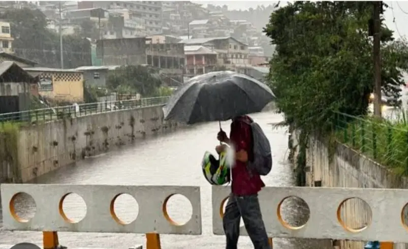 homem com guarda chuva andando na chuva