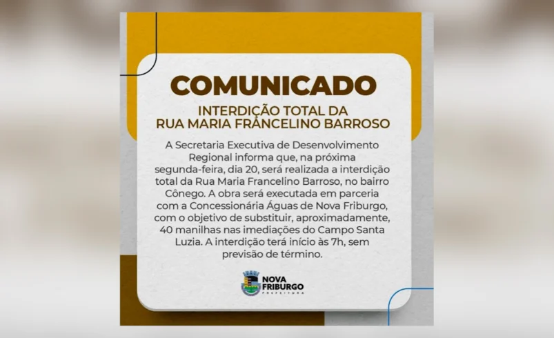 Interdição total no Cônego