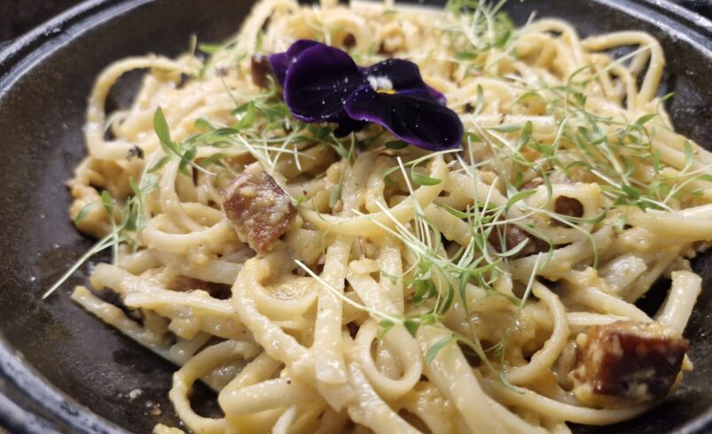 Linguine à carbonara no programa Toda Manhã