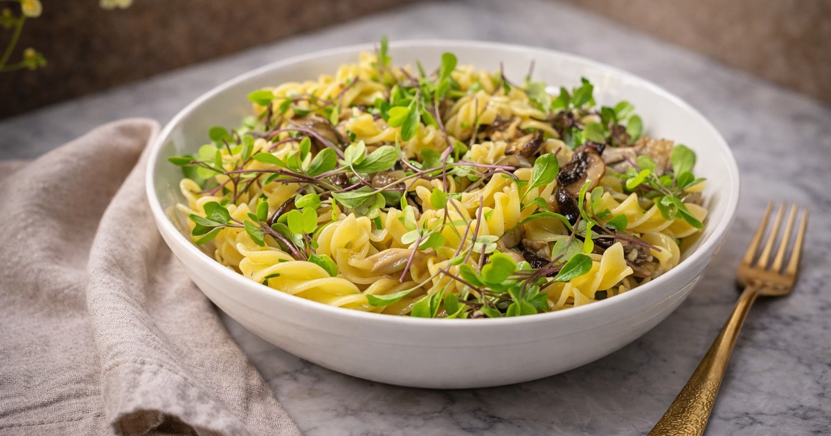 Especial de Carnaval: Fusilli ao Alho e Óleo com Cogumelos