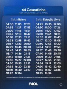 FAOL altera horários de três linhas de ônibus a partir do dia 27/07