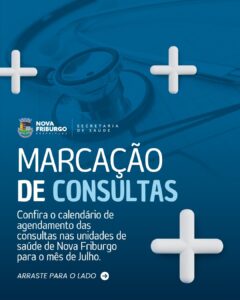 calendário de marcação de consultas em julho