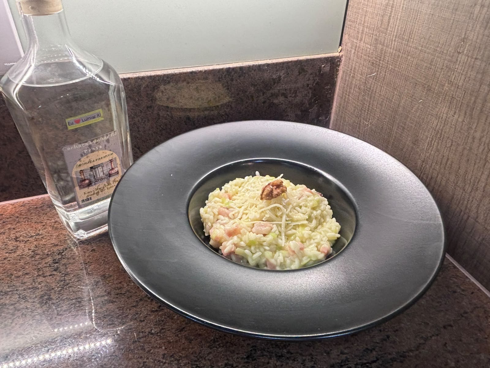 Risoto de bacon com Cachaça Prata da Casa Cachaça Lumiar