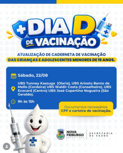 Dia D de vacinação acontece neste sábado em Friburgo